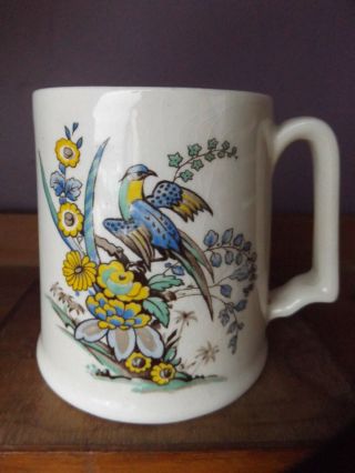Vintage Very Rare Beswick Pottery Oriental Style Bird Design Mug Tankard 987 - 1 A