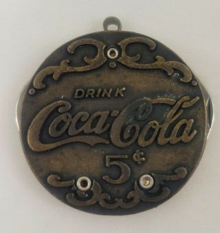Vintage Drink Coca Cola Round Pocket Knife 2 Blades Button Bottles 5 Cents Coke.