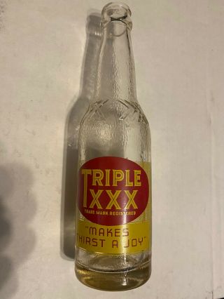 Vintage Embossed Triple Xxx Root Beer Bottle 8 Oz Waco Texas