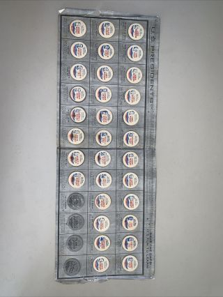 Rare Vintage 1962 Us Presidents Milk Caps On Display Sheet