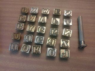 Vintage 3/4 " Craftool Alphabet Set 8131 Leather Craft Stamp Metal Stamp W/ Tool