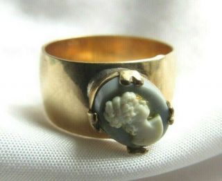 Vintage Gold Filled Cameo Band Ring Size 7