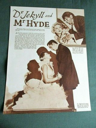 " Dr Jekyll And Mr Hyde " - 1 Page " Clipping / Cutting " Fredric March