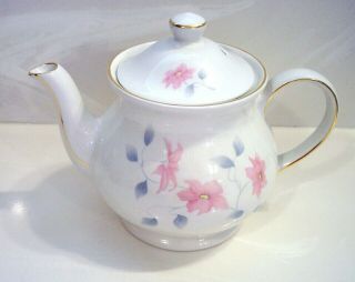 Windsor Sadler England Floral Pink Flower - Gold Trim Teapot