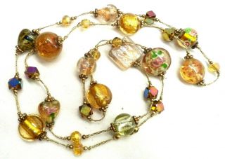 Stunning Vintage Estate High End Floral Glass Beaded 28 " Necklace 4321n