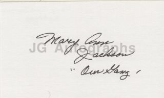 Mary Ann Jackson - Child Actress: " Our Gang " - Signed 3x5 Card