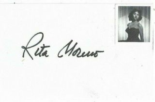 Rita Moreno Signed 3x5 Index Card 