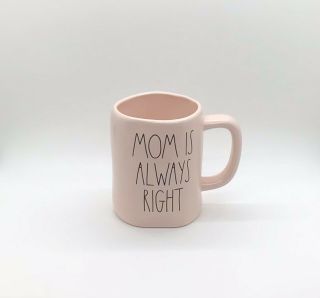 Rae Dunn Ll “mom Is Always Right” Pink Matte Coffee Tea Mug -