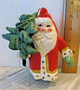 Vintage House Of Hatten Denise Calla Santa With Tree Christmas Ornament 1994
