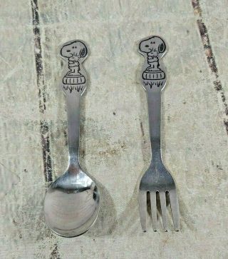 Vintage Danara Snoopy Baby Spoon Fork Set 1958 - 1965