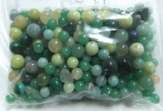 Vintage Polished Gemstone Beads - Malachite,  Jade,  Quartz,  Agate,  Chalcedony,  Etc