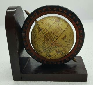 Single Vintage Small Wooden Old World Spinning Globe Bookend