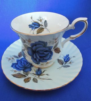 Elizabethan Taylor & Kent Fine Bone China Bell Shaped Blue Rose Cup & Saucer