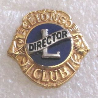 Vintage Lions Club Director Award Lapel Pin - Lions International 1/10 - 10k