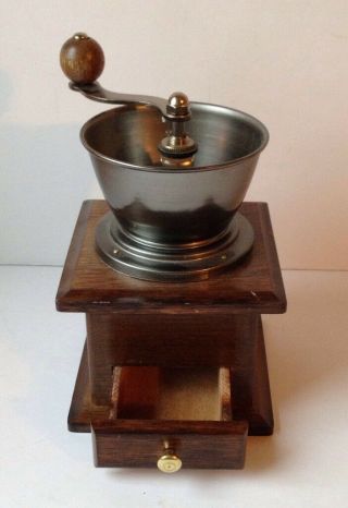 Vintage Wood Metal Hand Crank Coffee Pepper Grinder Mill 2