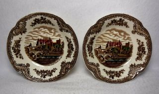 Johnson Brothers China Old Britain Castles Brown Multicolor 2 Fruit Bowls 5 - 1/8 "