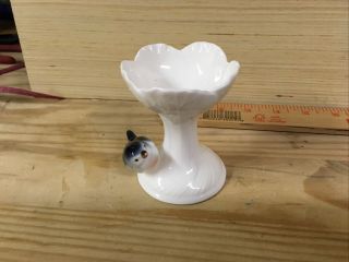 Bone China 3” Flower Bud Vase Small Blue Bird White Glazed Porcelain