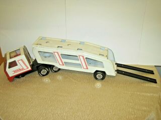 Vintage 1978 ?? Tonka Red And White Semi Truck Cab Trailer Car Carrier Hauler