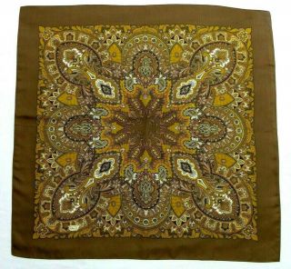Vintage Liberty Of London Brown/gold Fancy 28 " 100 Silk Scarf Made In England