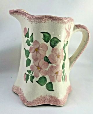 Vintage Cash Family Pottery Sm.  Creamer Pitcher Hand Painted Pink Green