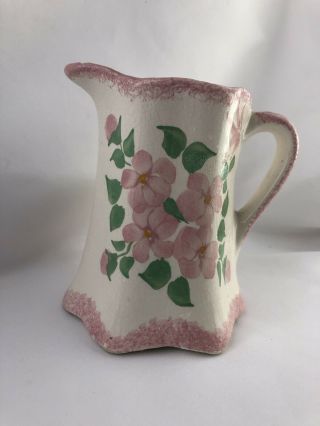 Vintage CASH FAMILY Pottery Sm.  Creamer Pitcher Hand Painted Pink Green 3