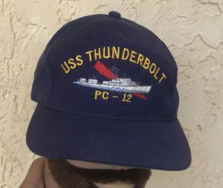 Vintage Us Navy Uss Thunderbolt Pc - 12 Embroidered Snapback Hat One Size