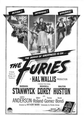 A4 Advert Furies Barbara Stanwyck Wendell Corey Walter Huston Judith Anderson