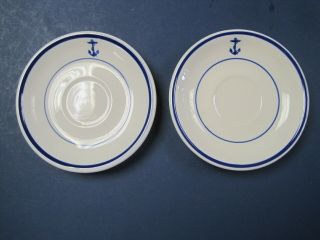 Vintage Set Of Two Us Navy 5 ",  Deep Saucer Fouled Anchor By Shenango Vgc 1b