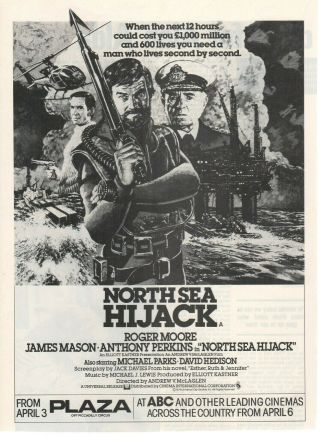 A4 Advert North Sea Hijack Roger Moore James Mason Anthony Perkins David Hedison