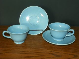 Tst Taylor Smith Taylor Luray Pastels Blue Footed Cup & Saucer Service For 2
