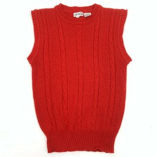 Vintage 80s Knitted Sweater Vest Size S Small Red Academia Unisex Androgynous