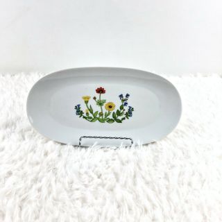 Naaman Israel White Porcelain Floral Serving Platter Tray Dish 10.  5” X 5.  5”