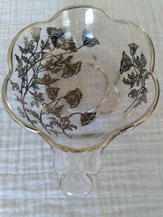 Vintage Silver City,  Glass Candy Dish,  Silver Overlay,  Flanders Poppy Flowers