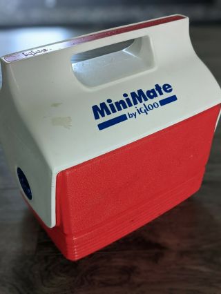 Vintage Igloo Minimate Cooler Red White/blue Lid 4 Quart Made In Usa