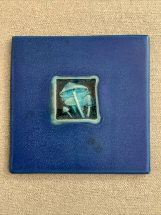 Michael Cohen Mushroom Ceramic Cobalt Tile Blue Hanging Hot Plate Tile