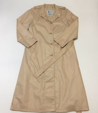 London Fog Maincoat Trench Coat Khaki Tan Belted Vtg Womens 10