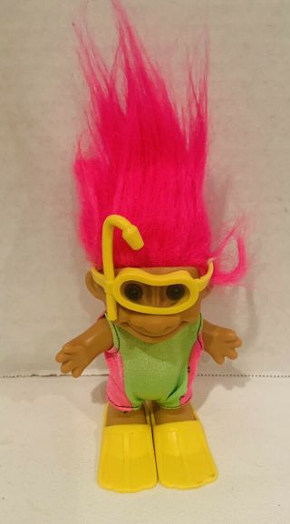 Russ Troll Scuba Diver Doll Purple Haired Scuba Mask & Snorkel Rare,  Vhtf 90’s