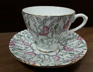 Vintage English Castle Bone China Teacup & Saucer Made In Staffordshire England