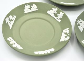 3 Wedgwood Sage Green Jasperware Small Plate Saucer Trinket Dish
