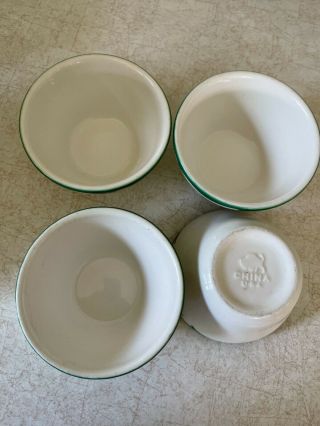 Vintage Buffalo China Restaurant Ware Soup Cups Green Scroll Usa 8 Oz
