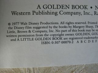 Vintage Little Golden Book Walt Disney ' s The Rescuer ' s 1977 105 - 69 2