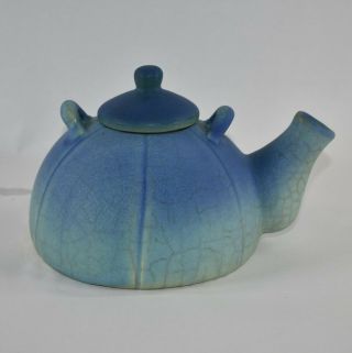 Vintage And Early Van Briggle Pottery 1920s Blue Teapot With Lid And Handles