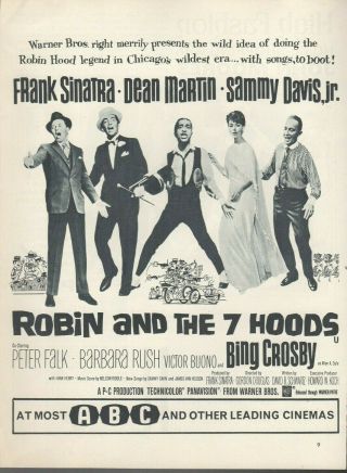 A4 Advert Robin And The 7 Hoods Frank Sinatra Dean Martin Sammy Davis Jr