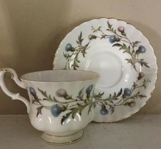 Royal Albert Teacup & Saucer Brigadoon Floral Thistle Pattern Bone China England