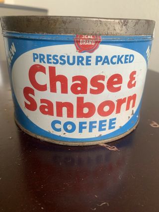 Vintage Chase & Sanborn Coffee Tin Litho 1 Lb Can
