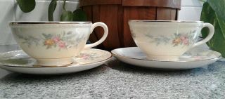 Set Of 2 Vintage Homer Laughlin Eggshell Georgian Cashmere Cups And Saucers