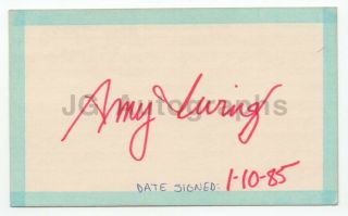 Amy Irving - Film,  Stage And Television Actress - Signed 3x5 Card