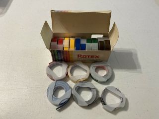 Vintage Rotex Label Maker 3/8 " Refill Tape Gloss Usa Red Green Blue Yellow Brown