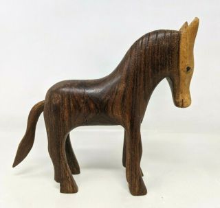 Vtg Mcm Hand Carved Teak Wood Simple Horse Pony Animal Figurine Sculpture Tt20