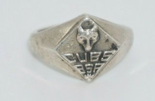 Vintage Sterling Silver 925 Cubs Bsa Boy Scouts Ring Size 6 (4.  1g)